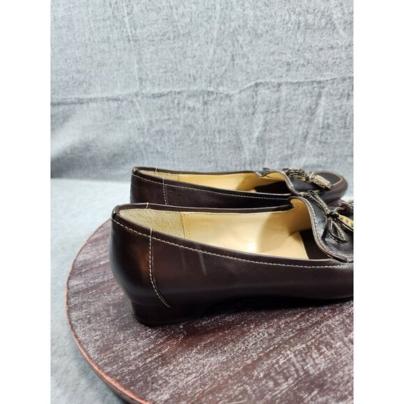 Etienne Aigner Brown "Vita" Loafers With Tassel & Gold Hardware & Low Heel 8M - Picture 4 of 13